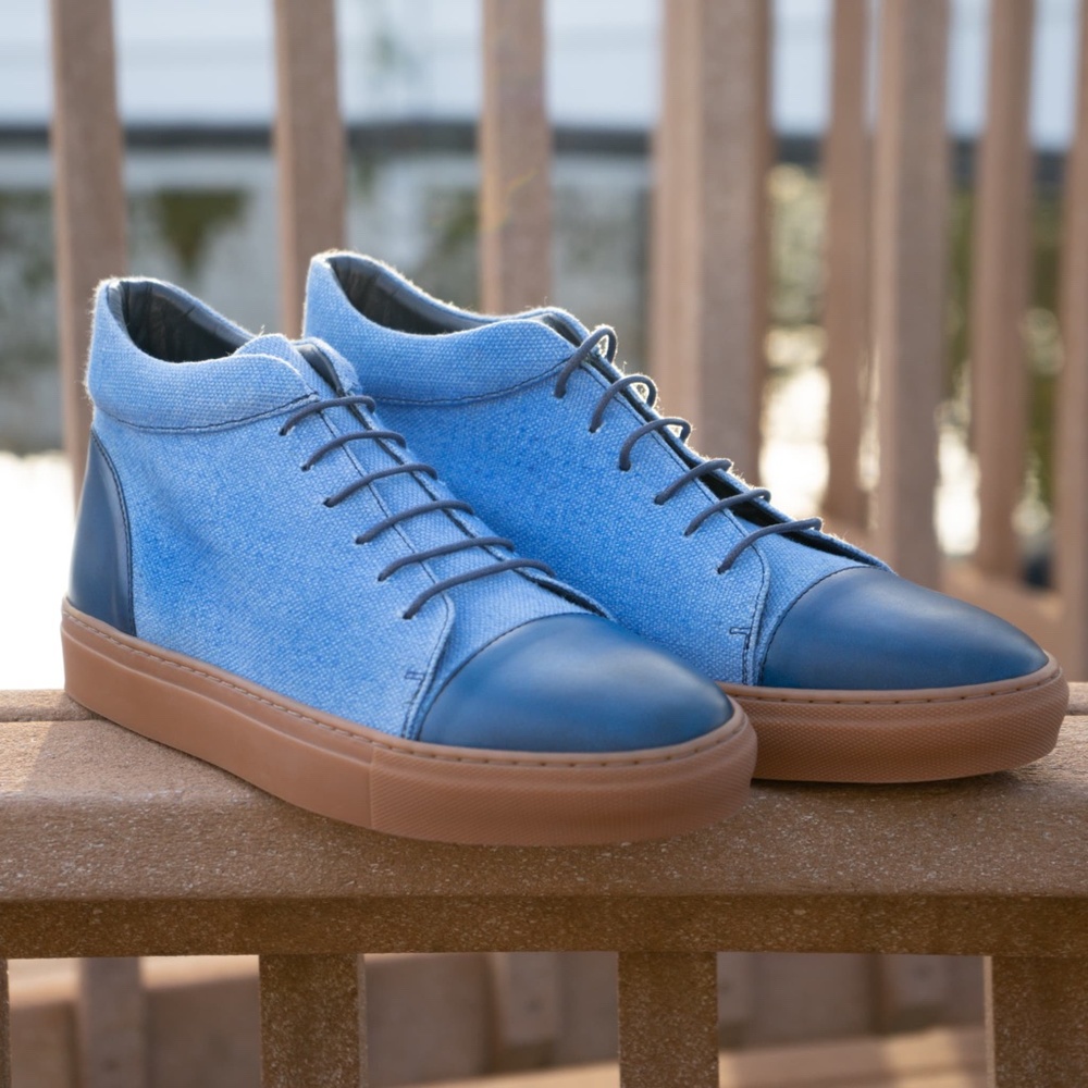 LAST PAIR - NWT KFG Hi Top Calf/Linen Sneaker - Picture 8 of 14